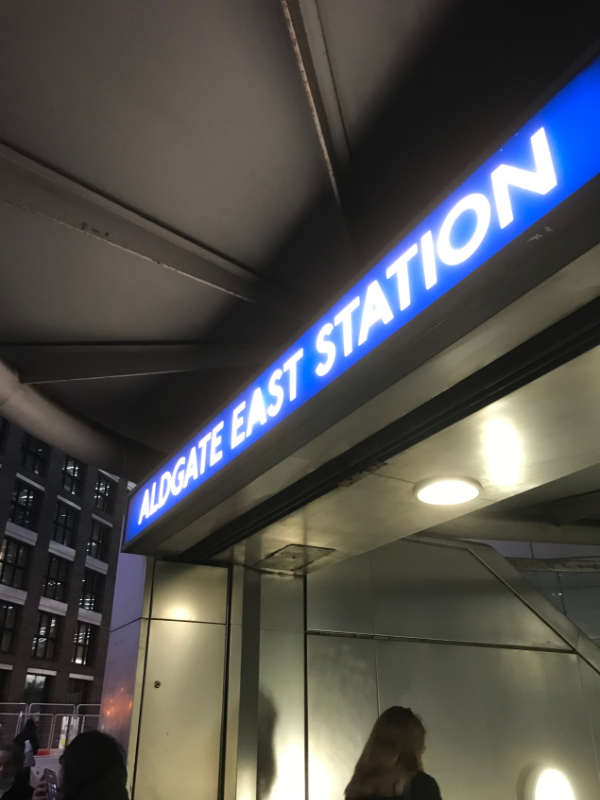 Entrance of Aldgate East Tube Station